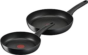 Tefal G28890 Hard Titanium On Pfannen-Set 24   28 cm | Aluminium | unbedenkliche Antihaftversiegelung | Thermo-Signal Temperaturanzeiger | für alle Herdarten geeignet | induktionsgeeignet | Schwarz