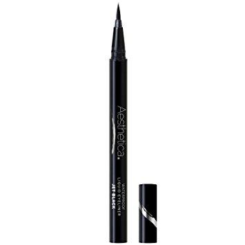 Aesthetica Felt Tip Liquid Eyeliner Pen – Fast-drying Waterproof & Smudge Proof Formula –Vegan and Cruelty Free (Jet Black)