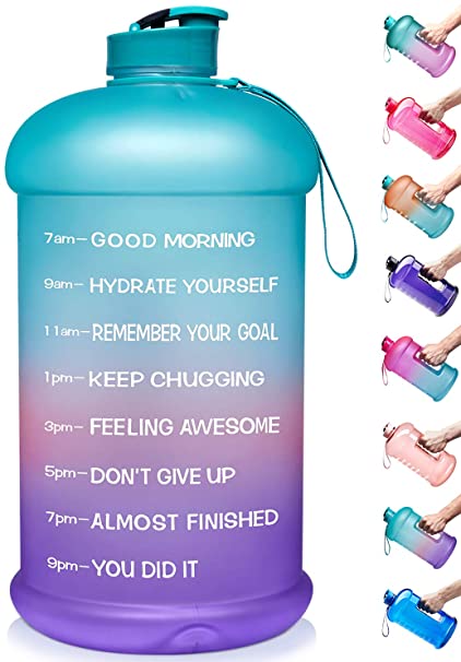 Venture Pal Large 128oz/74oz Leakproof BPA Free Fitness Sports Water Bottle with Motivational Time Marker to Ensure You Drink Enough Water Throughout The Day