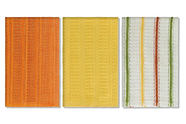 DecorRack 100% Cotton Kitchen Dish Towels, 16 x 28 inch, Ultra Absorbent, Machine Washable (Set of 3)