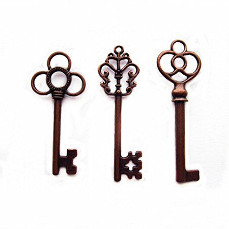 Aokbean Vintage Skeleton key in Antique Copper Style - set of 30pcs (Copper)