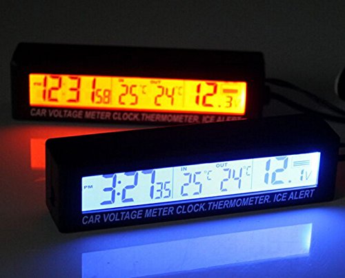 MATCC 4 in1 Car Auto LCD Digital Clock Thermometer Temperature Voltage Meter Monitor