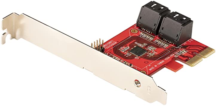 StarTech.com SATA PCIe Card - 4 Port PCIe SATA Expansion Card - 6Gbps - Low/Full Profile - Stacked SATA Connectors - ASM1164 Non-Raid - PCI Express to SATA Converter (4P6G-PCIE-SATA-CARD)