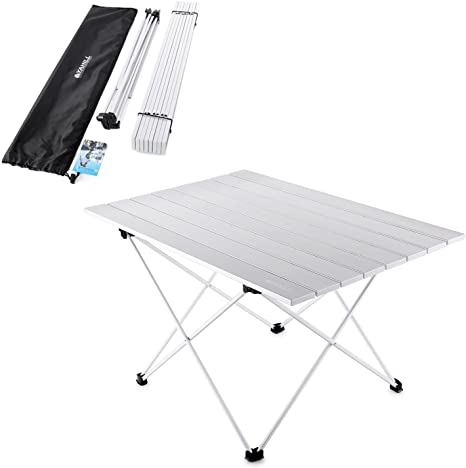 YAHILL Aluminum Folding Collapsible Camping Table Roll up 3 Size with Carrying Bag for Indoor and Outdoor Picnic, BBQ, Beach, Hiking, Travel, Fishing