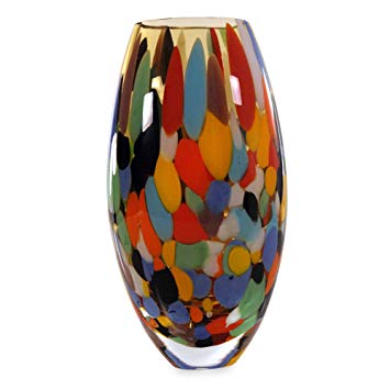 NOVICA 126444" Carnival Confetti Handblown Art Glass Vase, Bright