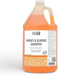 MODA - Moisturizing Shampoo for All Hair Types, Honey Almond, 128 Oz, Professional - Deeply Cleanses and Conditions, Strengthens, Restores and Shine your Hair