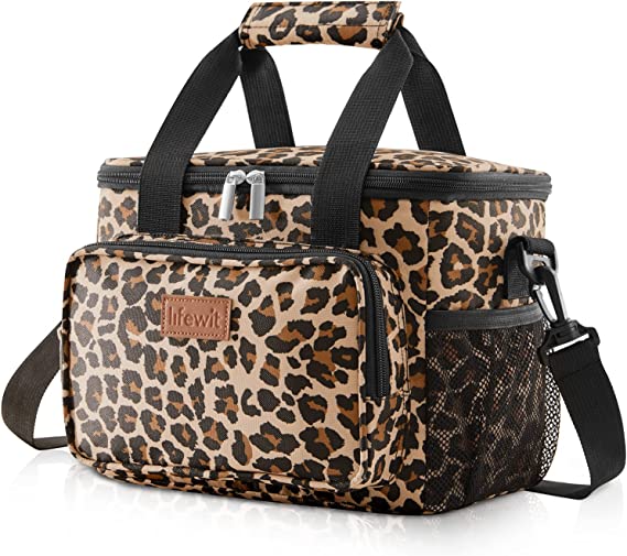 Lifewit Large Lunch Bag 12-Can (8.5L) Insulated Lunch Box Soft Cooler Cooling Tote for Adult Men Women, Leopard