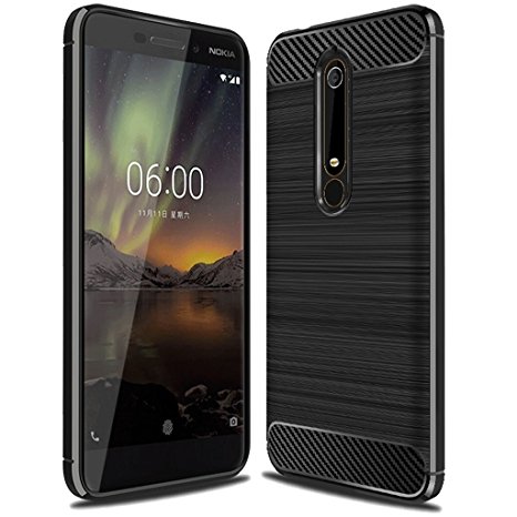 Nokia 6 2018 Case, (Not for "Nokia 6"), Sucnakp TPU Shock Absorption Technology Raised Bezels Protective Case Cover for Nokia 6 2018 smartphone (Black)