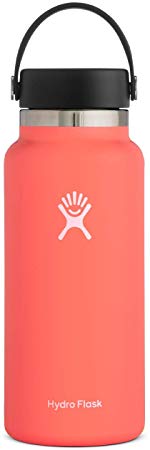 Hydro Flask Water Bottle - Stainless Steel & Vacuum Insulated - Wide Mouth 2.0 with Leak Proof Flex Cap - 32 oz, Hibiscus