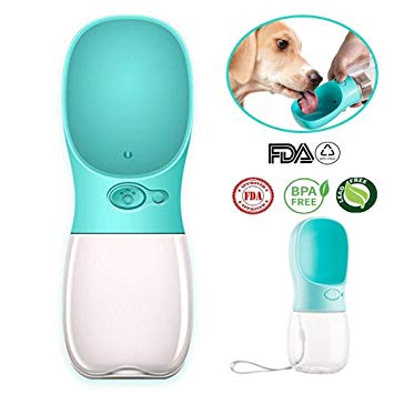 Water Bottle,12oz Portable Dog Travel Water Bottle with Dispenser Leak Proof Pet Travel Water Drink Cup with Bowl Dispenser for Dogs, Cats and Small Animals