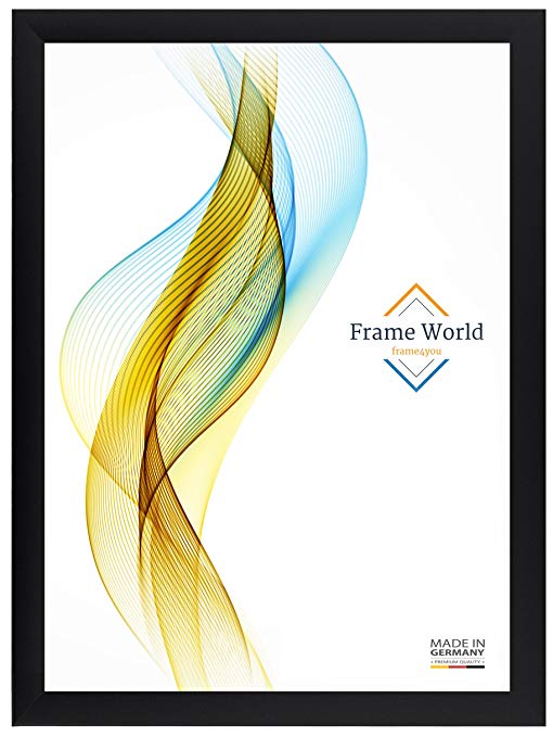 Frame World FW35 Picture Photo Frame for 100 cm x 140 cm pictures, color: Black matt, incl. Anti-reflective acrylic glass (Unbreakable), outer dimension: 105,6 cm x 145,6 cm
