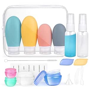 Opret 18 Stück Silikon Reiseflaschen Set 30/60/100ml, Reiseflaschen Zum Befüllen Toilettenartikel, Auslaufsicher Nachfüllbare TSA-Zugelassen Leer Kosmetik Reiseset Reisegröße Behälter[BPA-Frei]