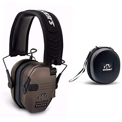 Walkers Razor Slim Electronic Shooting Hearing Protection Muff (Sound Amplification and Suppression) with Protective Case