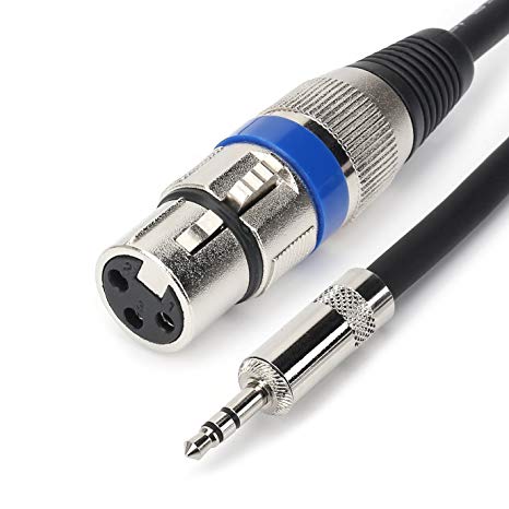 TISINO Unbalanced XLR Female to 1/8 inch (3.5mm) TRS Stereo Microphone Cable for Camcorders, DSLR Cameras, Computer Recording Device and More - 15ft