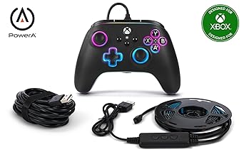 PowerA Advantage Wired Controller for Xbox Series X|S with Lumectra   RGB LED Strip - Black, gamepad, wired video game controller, gaming controller, works with Xbox One and Windows 10/11, Officially Licensed for Xbox