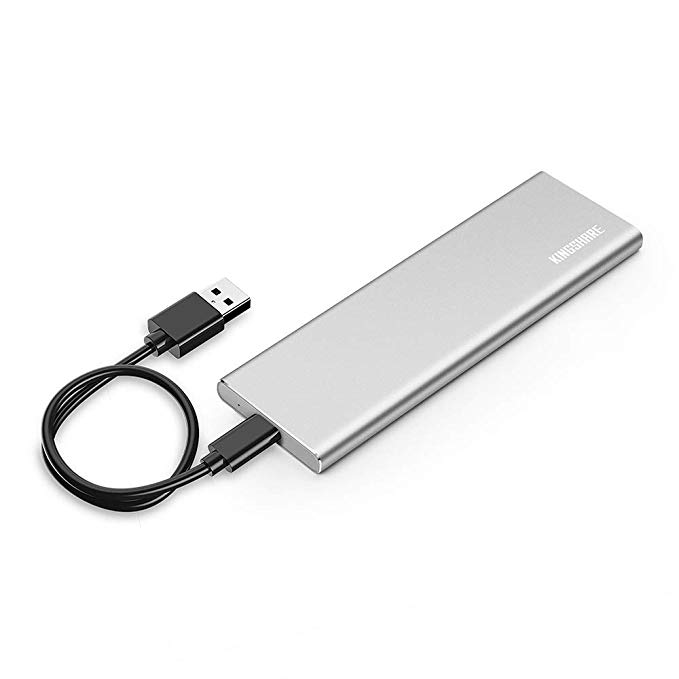 KINGSHARE USB Type-C 3.0 External Enclosure Case for SATAIII 6Gb/s M.2 2280 SSD-Silver …