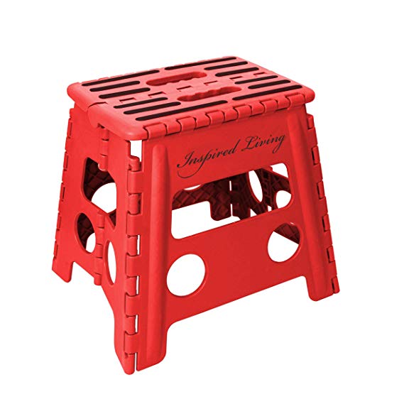 Inspired Living Step Heavy Duty folding-stools, 13" High, RED