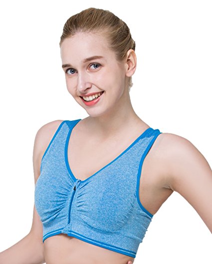 Women's Zipper Front Breathable Gym Yoga Bra Top And Seamless Workout Sports Pants Clothes Set By Aione