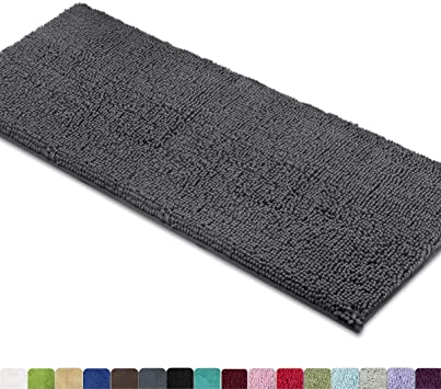 MAYSHINE Bath Mat Runners for Bathroom Rugs, Long Floor Mats, Extra Soft, Absorbent, Thickening Shaggy Microfiber, Machine-Washable, Perfect for Doormats,Tub, Shower (27.5x47 inches, Charcoal Gray)