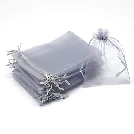 Dealglad 50pcs Drawstring Organza Jewelry Candy Pouch Christmas Wedding Party Favor Gift Bags (3x4", Gray)