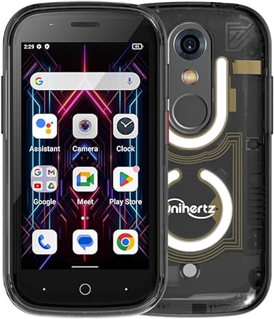 Unihertz Jelly Star, The World's Smallest Android 13 Smartphone Transparent Design LED Light NFC OTG (Black)