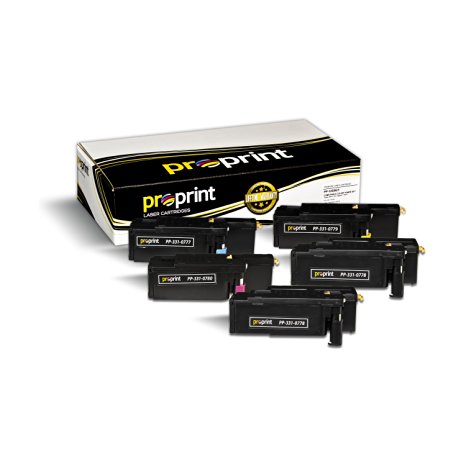 ProPrint 5-Pack Compatible Dell Toner Cartridge Set for 1250c, 1350cnw, 1355cn, 1355w, C1760nw, C1765nf, C1765nfw with LIFETIME WARRANTY - (2 Black 1 Cyan 1 Magenta 1 Yellow)