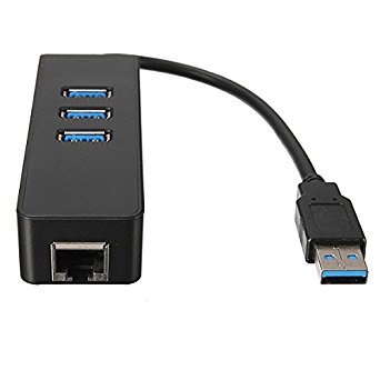 Smays 3 Port USB3.0 Hub and USB 3.0 to 10/100/1000M NIC Gigabit Ethernet Adapter compatible Surface Pro, Lenovo IdeaPad, Macbook Air and Tablets (Realtek RTL8153 Chipset)