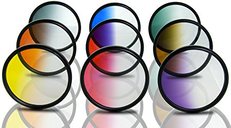 Opteka 67mm HD Multicoated Graduated Color Filter Kit For Digital SLR Cameras Includes: Red, Orange, Blue, Yellow, Green, Brown, Purple, Pink and Gray ND Filters