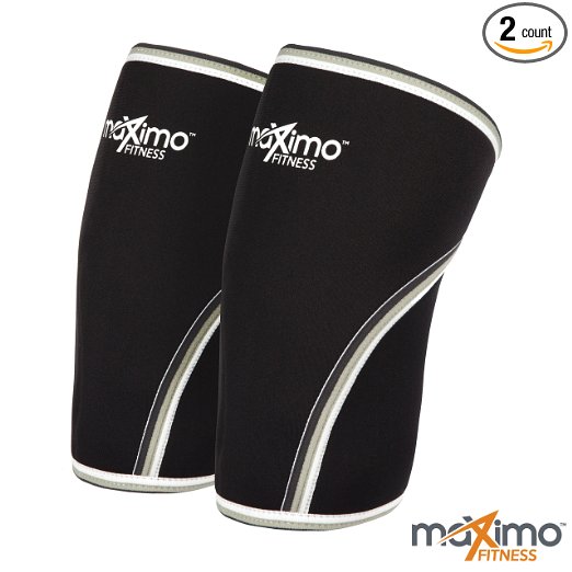 Knee Sleeves (1 Pair) - Superior Quality, 7 mm Neoprene Compression Knee Supports - Perfect for CrossFit, Weightlifting, Powerlifting, Running and all Sports - Ideal for Men & Women - Lifetime Warranty.
