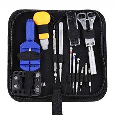Watch Repair Tool Kit Portable 13 Pcs Watchmaker Case with Back Case Opener Spring Bar Tool Set Watch Band Remover