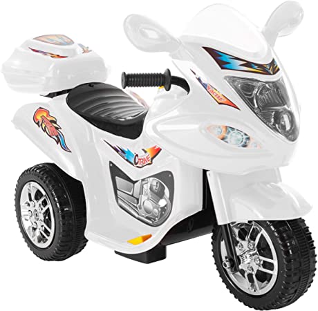 Lil' Rider Ride-On Toy Trike Motorcycle –Battery Operated Electric Tricycle for Toddlers with Built-in Sound & Working Headlights (White)