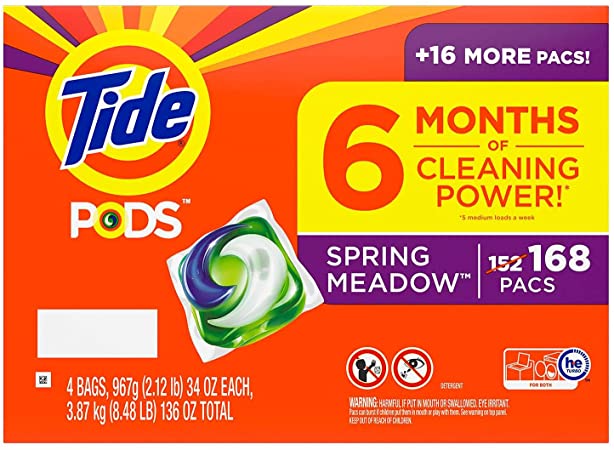 Tide PODS Liquid Laundry Detergent Pacs, Spring Meadow (168 ct.) ES