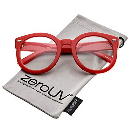 zeroUV - Oversize Thick Arms Round Clear Lens Horn Rimmed Eyeglasses 53mm