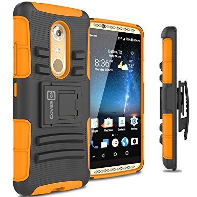 ZTE Axon 7 Holster Case, CoverON® [Explorer Series] Holster Hybrid Armor Belt Clip Hard Phone Cover For ZTE Axon 7 Holster Case - Orange Neon