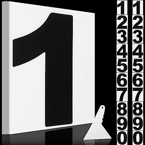 2 Sets Vinyl Numbers Stickers Self-Adhesive Window Numbers Stickers Die Cut Waterproof Mailbox Number Decals with Scraper for Mailbox Window Car Door Truck House Indoor Outdoor (Black,6 Inch)