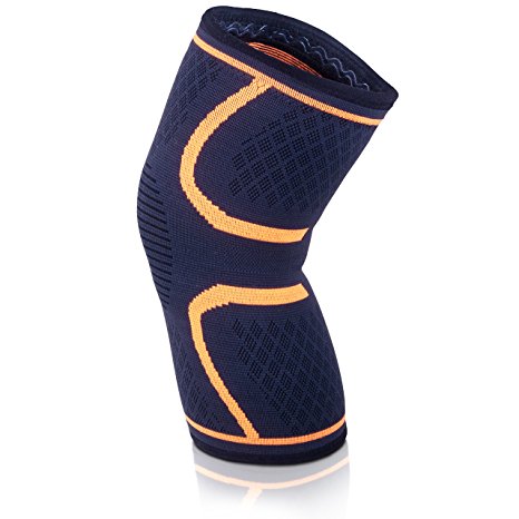 Compression Knee Sleeve Support Brace for Athletics, Sport, Workout, Powerlifting, Squats, Running, Jogging, Walking, Hiking, Joint Pain and Arthritis Relief Recovery | Wear Anywhere | Single Wrap