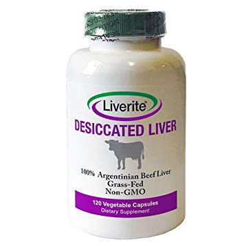 Liverite 100% Argentinian Grass-Fed Beef Liver. Non-GMO in Vegetable Capsules-120 Capsules; 750mg each