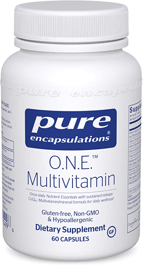 Pure Encapsulations - O.N.E. Multivitamin - Once Daily Nutrient Essentials with Metafolin L-5-MTHF and Sustained Release CoQ10 - Hypoallergenic Dietary Supplement - 60 Capsules