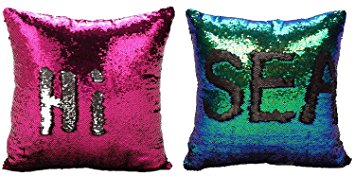 2Pcs DIY Magic Reversible Sequins Mermaid Pillow Cases Throw Pillow Covers Cushion Cover Decorative Pillowcase 4040cm(1616") (Type B)