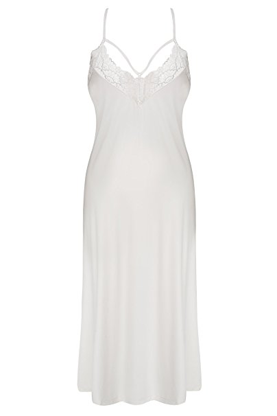 Ekouaer Sexy Full Slip Lingerie Womens V-neck Chemise Sleepwear Lace Trim Nightgown