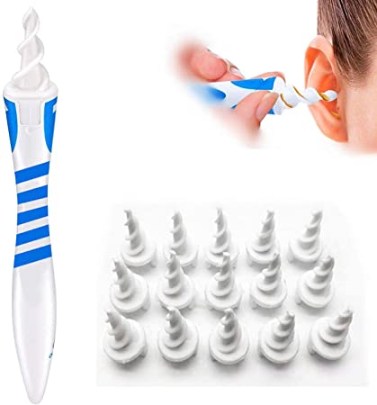 New QGrips Ear Wax Remover Tool- Safe Ear Wax Removal Tool, 16 Pcs Ear Cleaner Swab Soft Safe Spiral Removal Cleaner q-Grips Ear Pick Clean for Adults and Kids