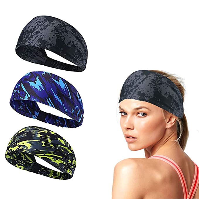 Joyfree Workout Headbands for Women Men Sweatband Yoga Sweat Bands Elastic Wide Headbands for Sports Fitness Exercise Tennis Running Gym Dance Athletic (style 9)