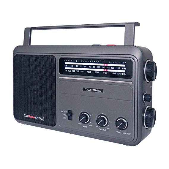 C. Crane CCRadio - EP PRO AM FM Battery Operated Portable Analog Radio with DSP