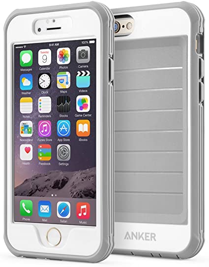 Anker iPhone 6s Plus Case, Ultra Protective Case with Built-in Clear Screen Protector for iPhone 6 Plus/iPhone 6s Plus (5.5 inch) (Gray/White)