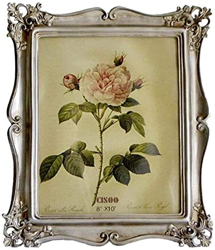 CISOO Vintage Picture Frame 8x10 Antique Photo Frame Table Top Display Wall Hanging Home Decor (Silver)