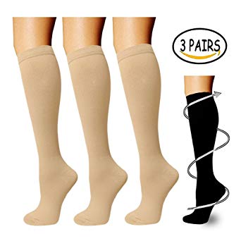 Compression Socks 3 Pairs For Women & Men-Best Compression Stockings For Running - 15-20mmHg