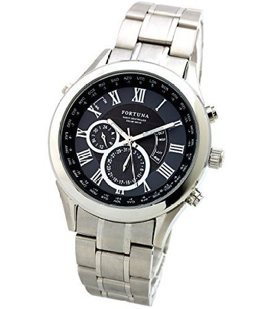 [Fortuna] Solar Radio automatic time setting perpetual calender world time watch men