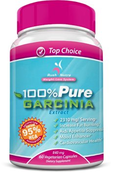 3 Bottles - Garcinia Cambogia Extract - 100% PURE Garcinia Cambogia by Rush Nutrition - 60 Capsules (Featuring Clinically-Proven, 95% HCA Extract for Weight-Loss) 5000 mg per Serving