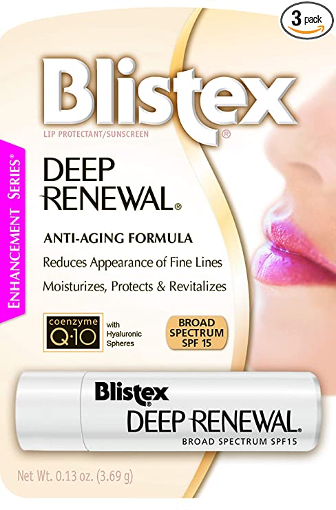 Blistex Lip Protectant Sunscreen Deep Renewal Anti-Aging Formula 0.13 Ounce (3.69g) (Value Pack of 3)