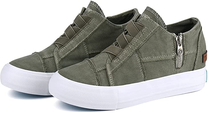 JENN ARDOR Women Slip On Canvas Shoes Fashion Platform Low Top Wedge Sneakers Classic Casual Booties Comfortable